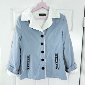 XICHILU Women's Blue Jacket with Faux Fur Lining Medium